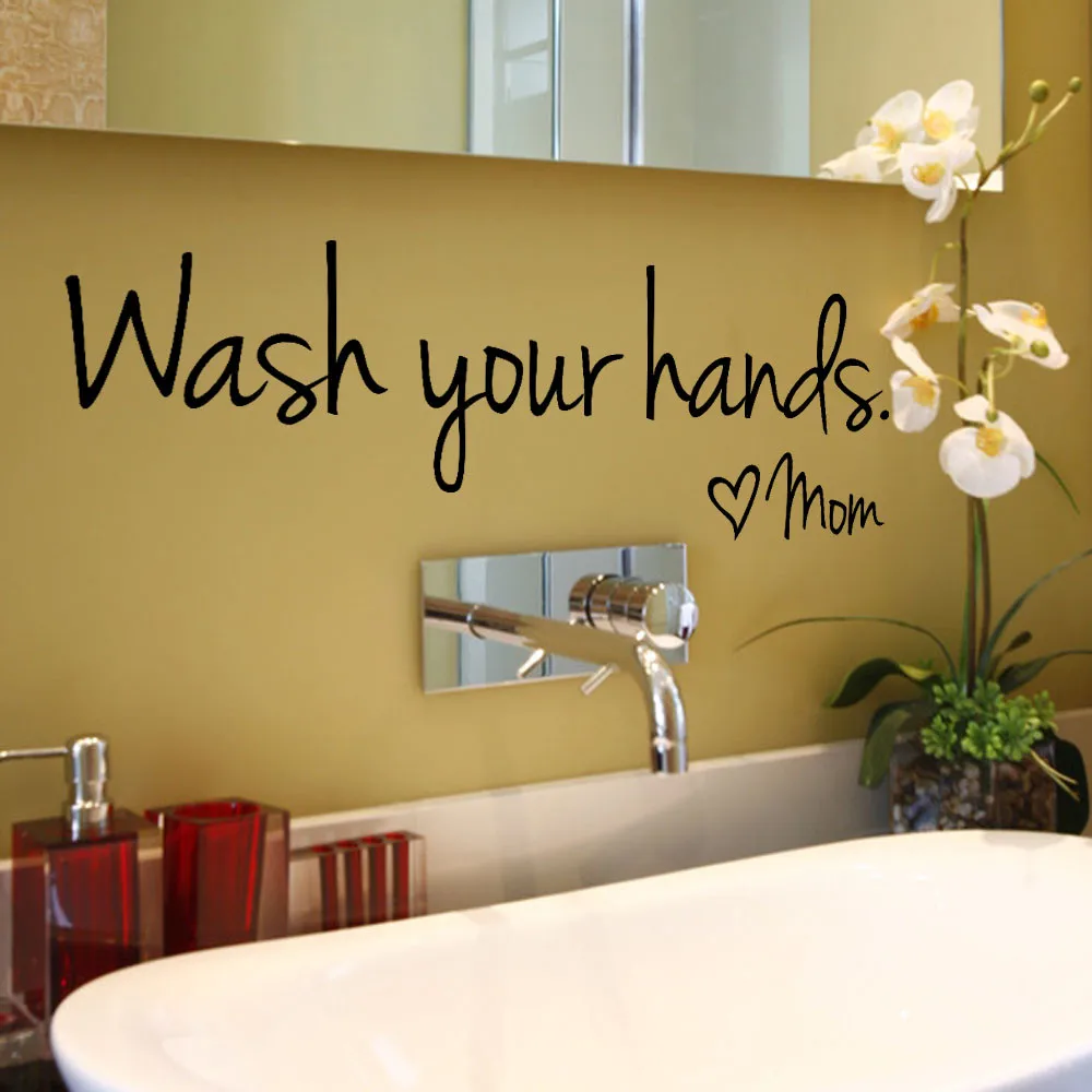 

Wall Sticker Wash Your Hands Mom Home Decor Sticker Decal Bedroom Stickers Vinyl Art Wall Stickers Home Decor Living Room #763