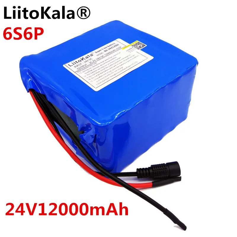 Аккумулятор 6S6P LiitoKala 24 В 12 А · ч 25 2 в 12000 мА литий ионный аккумулятор для велосипеда
