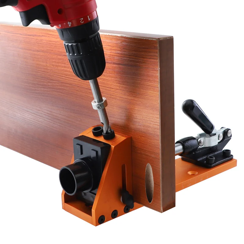 

Pocket Hole Jig 9.5mm Dowel Jig Aluminum Alloy Hole Drill Guide With Quick Fixed Clamp Base For Drilling Woodworking Tools