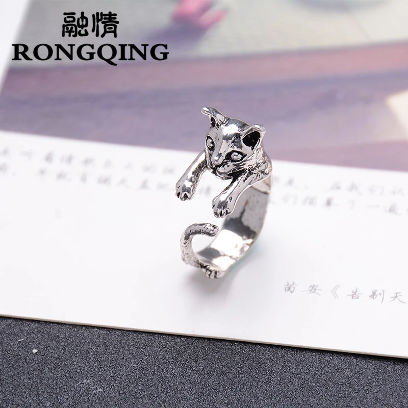 RONGQING горячая Распродажа Бохо Heppie винтажное 3D реалистичное кольцо в виде кошки