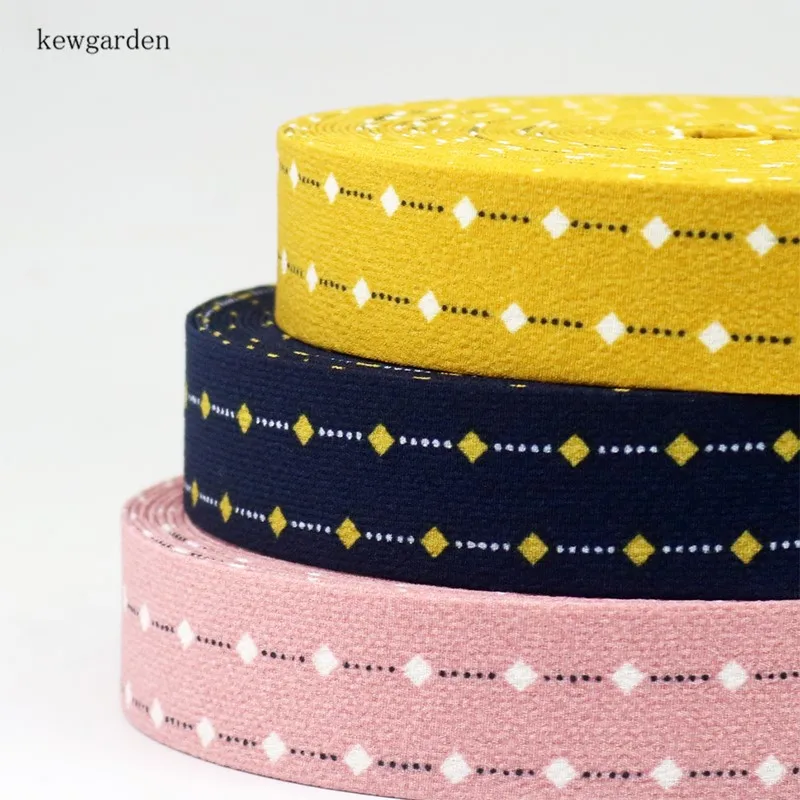 Kewgarden 25mm 1&quot Stripe Dot Fabric Layering Cloth Ribbon Handmade Tape DIY Bow tie Accessories Satin Webbing 7 Meters | Дом и сад