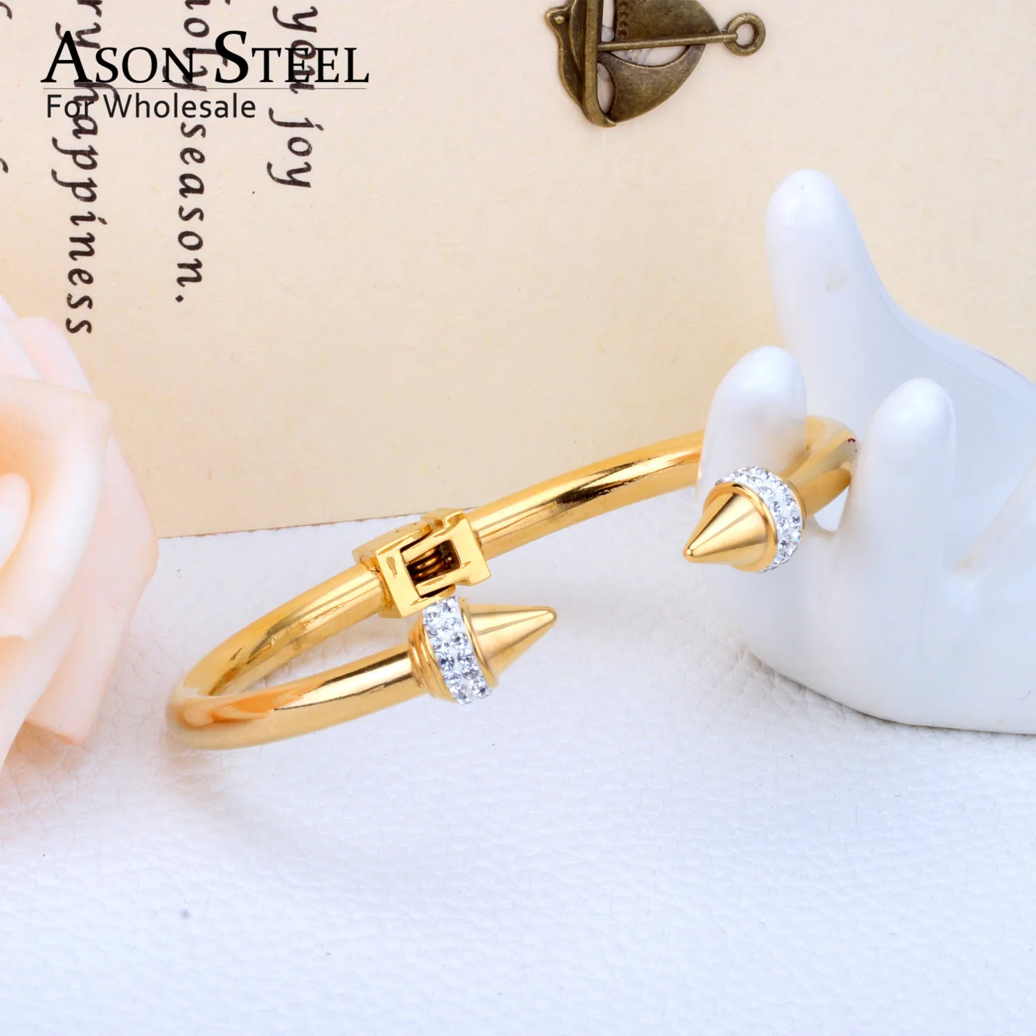 Женский браслет из нержавеющей стали ASONSTEEL повседневный золотого цвета с