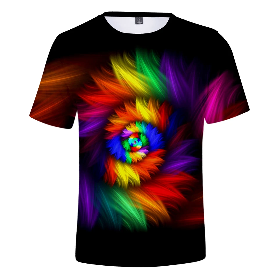 Красочная футболка с принтом Tie Dye топы 3d летняя женская и Мужская модная коротким