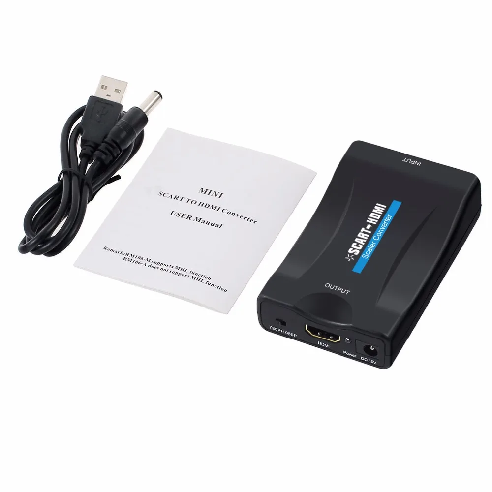 Переходник Prozor для 1080p Scart в HDMI адаптер 720p аудио и видео высококачественный с usb