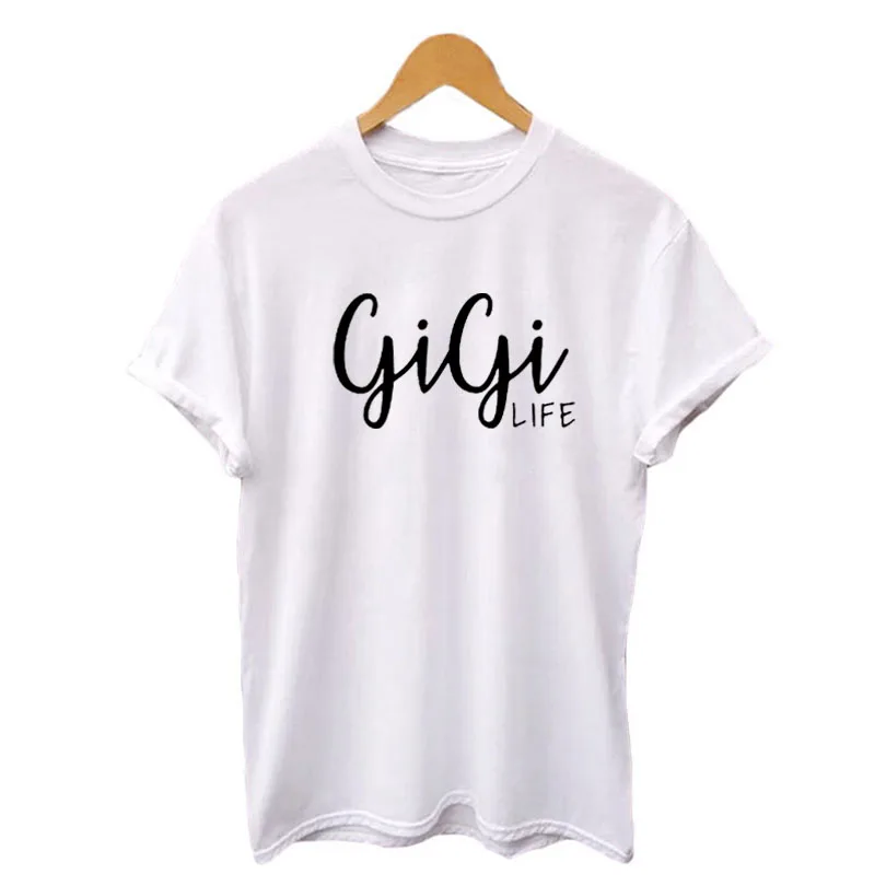 Хипстерская футболка Gigi, новинка, подарок для мамы, Gigi Life saking, летняя хлопковая футболка, черно-белые повседневные топы, женская одежда