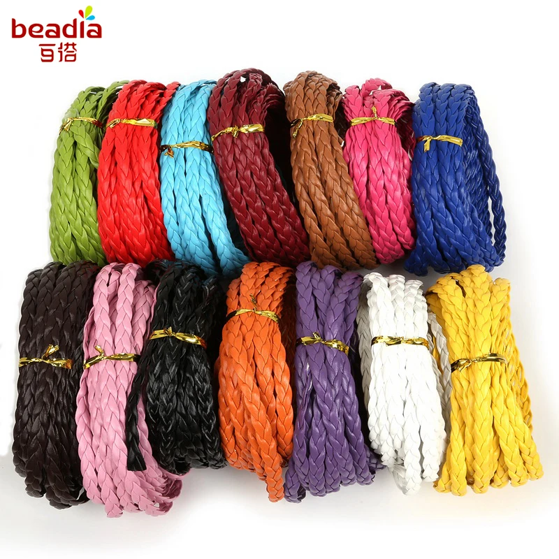 Сверхценная плоская плетеная веревка из искусственной кожи шириной 7 мм для