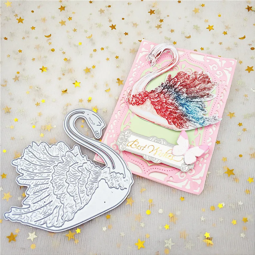

ZhuoAng Cute swan design cut openwork DIY clip art photo album decorative transparent sealing mold paper card