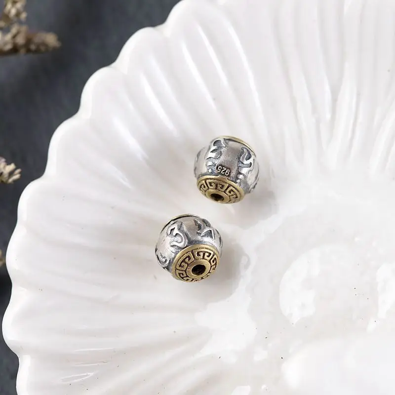 Ручная работа 925 серебро ювелирные изделия бусины пробы Тибетский шесть слов