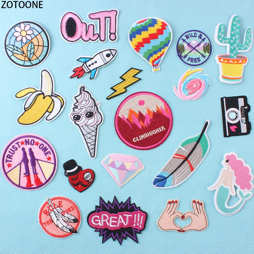 

ZOTOONE Colorful Letters Circle Patch for Clothing Embroidered Clothes Patches Applications Badges Stickers Applique for Garment
