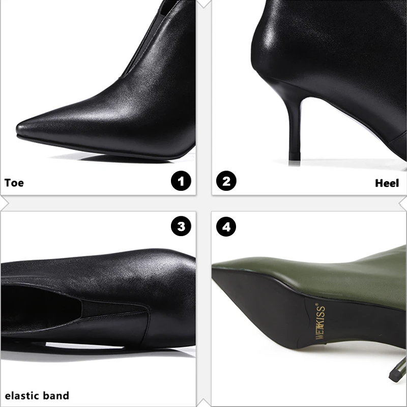 Женские ботильоны из натуральной кожи на тонком каблуке с острым носком|leather ankle