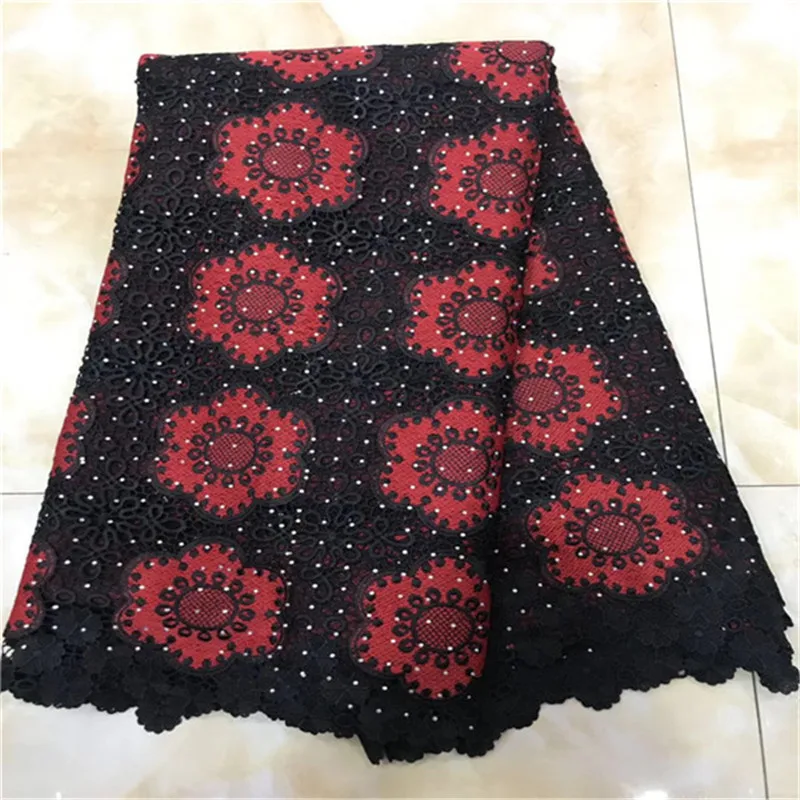 

New Design 5Yard African Lace Fabric With Stones Embroidered French Lace Fabric High Quality African Swiss Voile Lace For Party