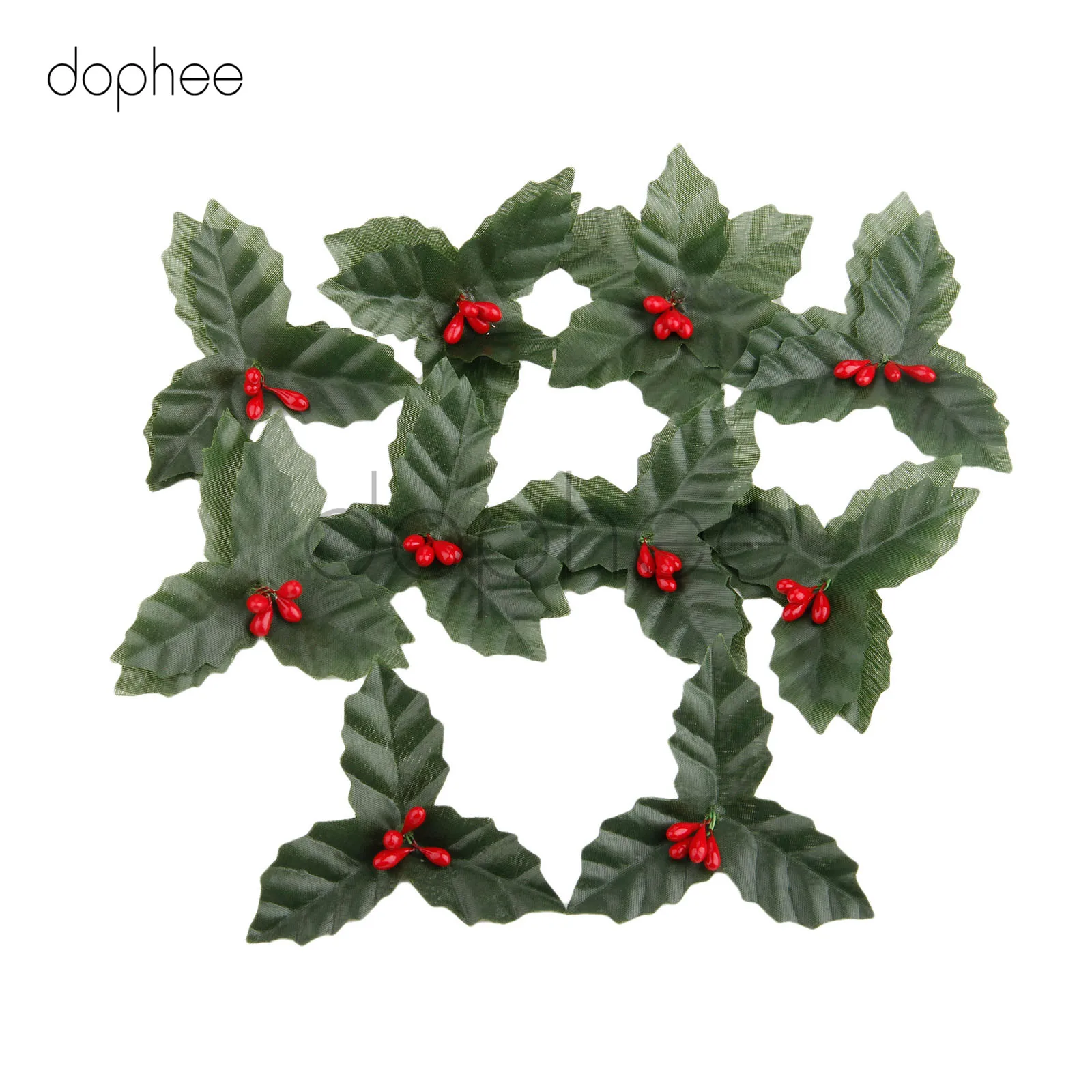 Dopee 10 шт., искусственные листья, ягоды Холли, для свадебной вечеринки, украшения дома, сделай сам, Рождественский Искусственный лист, цветок, шелковые листья