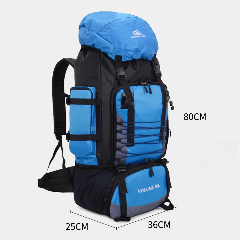 90L 80L Travel Bag Camping Backpack Hiking Army Climbing Bags Mountaineering Large Capacity Sport Bag Outdoor Military XA857WA