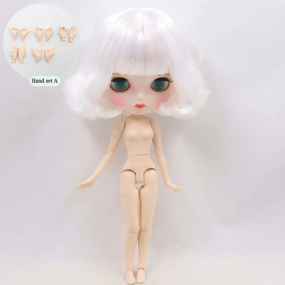 Ледяной обнаженный Blyth кукла No. BL136 белый боб волосы резные губы матовый индивидуальные лица сустава тела 1/6 bjd - Цвет: like the picture