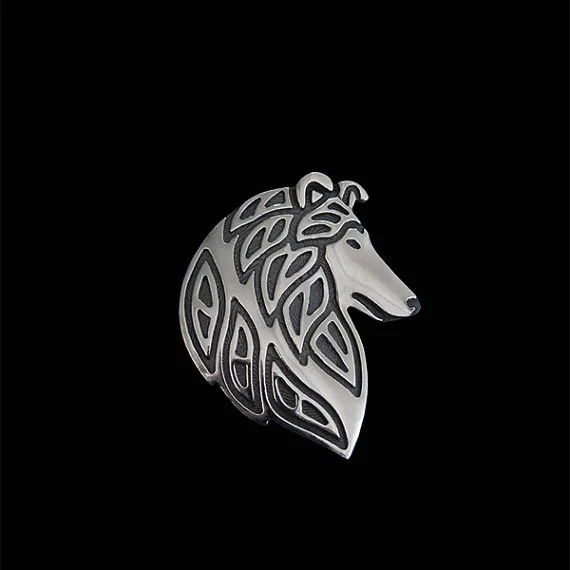 Оптовая продажа высокое качество Грубая голова колли профиль Брошь для женщин и