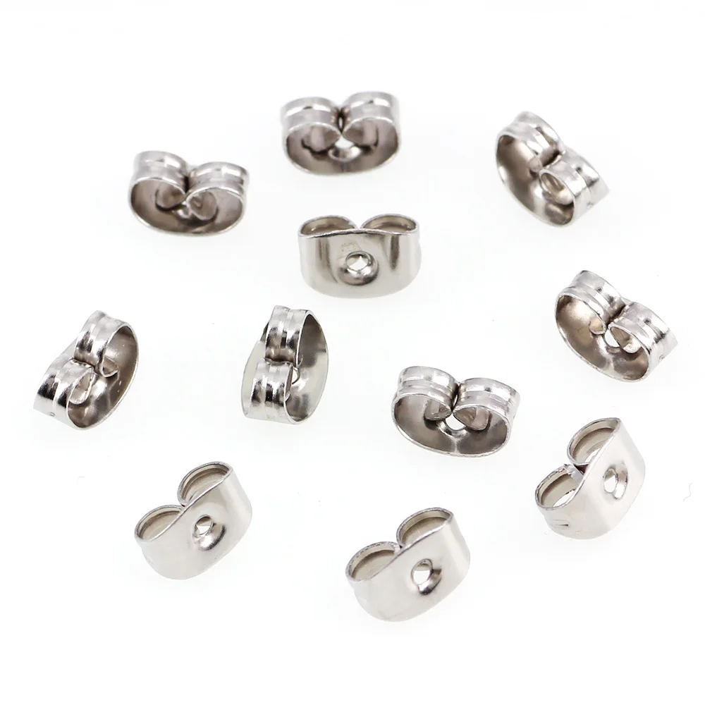 100 шт. серебристые металлические серьги гвоздики 4x6 мм|earring stopper|earring backssilver tone |