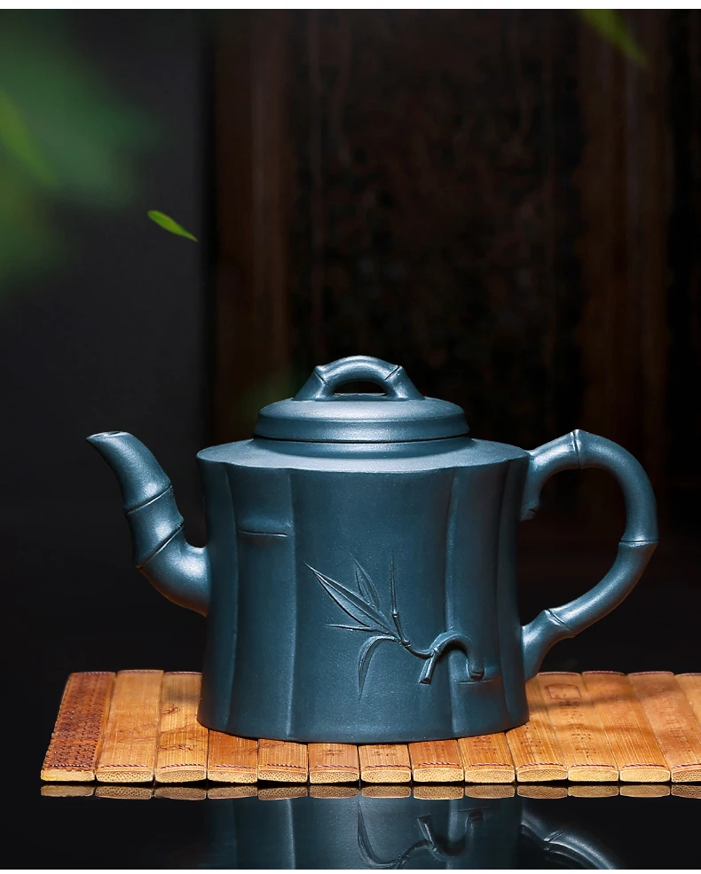 250cc подлинный исинский чайник Bamboo Pot Master ручная работа, из фиолетовой глины зеленый пивоваренный чай Zisha чайный набор Чай Чайник Чайная посуда