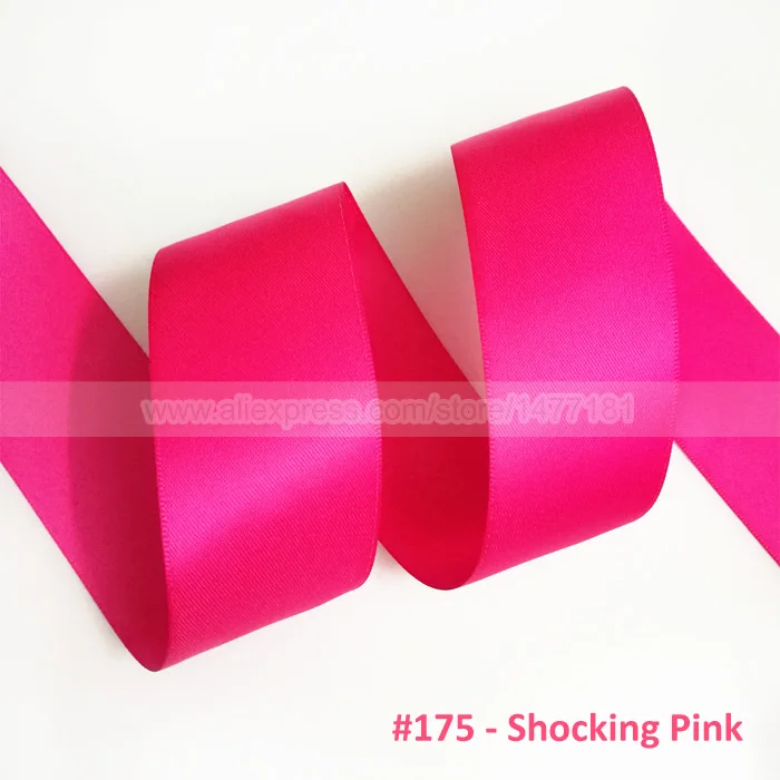 175 Shocking Pink 25 ярдов) высокое качество " 5 см 50 мм Двусторонняя атласная лента полиэстер двухсторонняя ленты для свадебного украшения ремесла - Цвет: 175 Shocking Pink