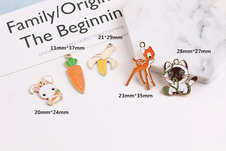 20 шт. подвеска в виде животного кота оленя кролика амулеты позолоченные эмалевые