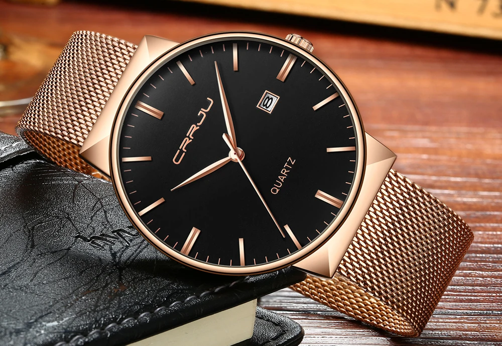 Часы мужские кварцевые ультратонкие дизайнерские водонепроницаемые наручные с