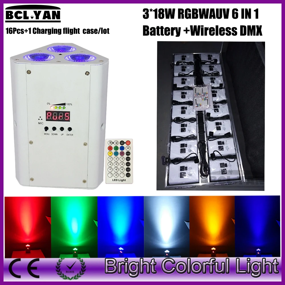 16XLOT 3*18W RGBWAP с ИК-пультом дистанционного управления клиновидный светильник/DJ