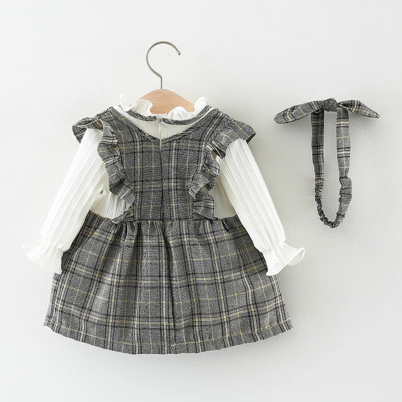 Милое Сетчатое платье с бантом для маленьких девочек Vestido Infantil длинными рукавами