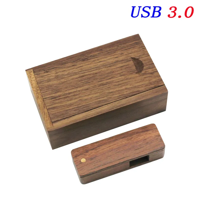 JASTER USB 3,0 деревянный USB+ Подарочная коробка USB флеш-накопитель 8 Гб 16 г 32 Гб карта памяти палочка для создания логотипа на заказ для фотосъемки свадебные подарки - Цвет: Walnut wood
