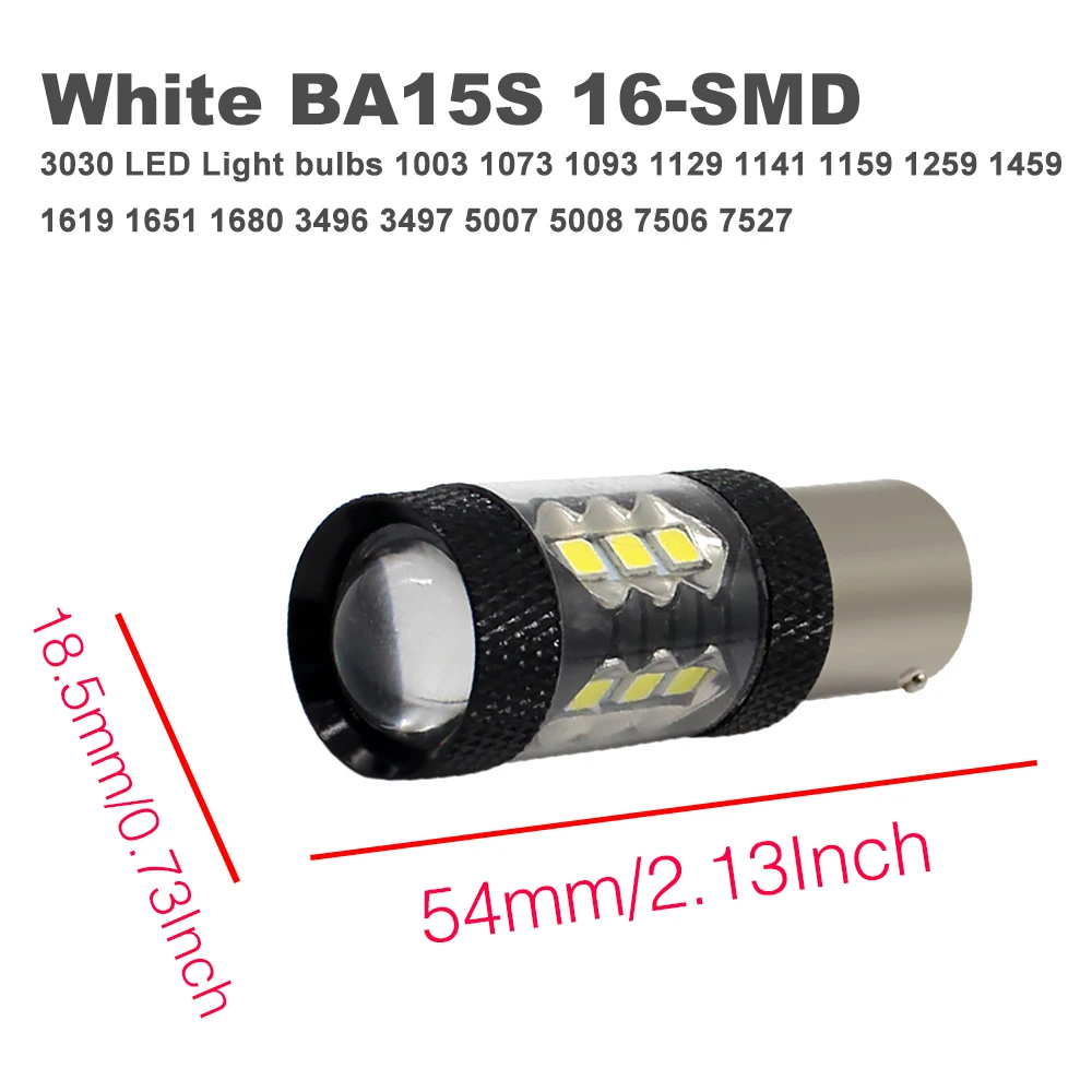 1156 светодио дный BA15S P21W S25 16 3030 SMD лампы Чистый Белый Свет автомобилей поворотов