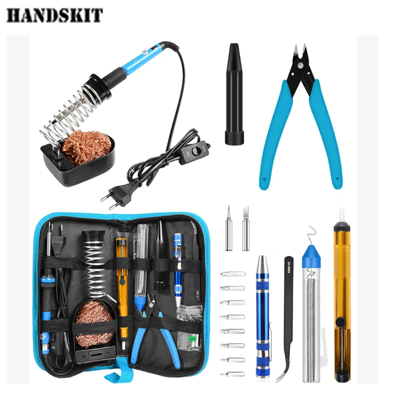 Handskit Электрический паяльник Комплект 220V 60W паяльник с вкл/выкл переключатель 8-в-1 Отвертки жало паяльника стенд
