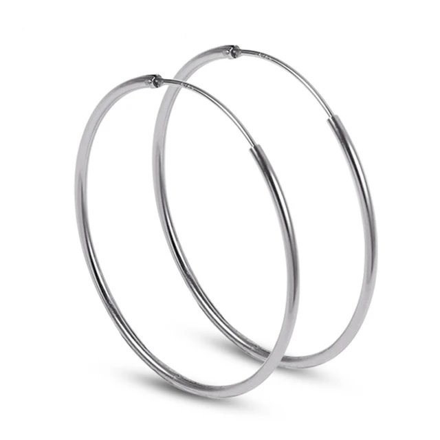 

Classic Round Silver Hoop Earrings 925 Sterling Silver Circle Earrings for Women Men Creole Hoop Earings Piercings Jewellery