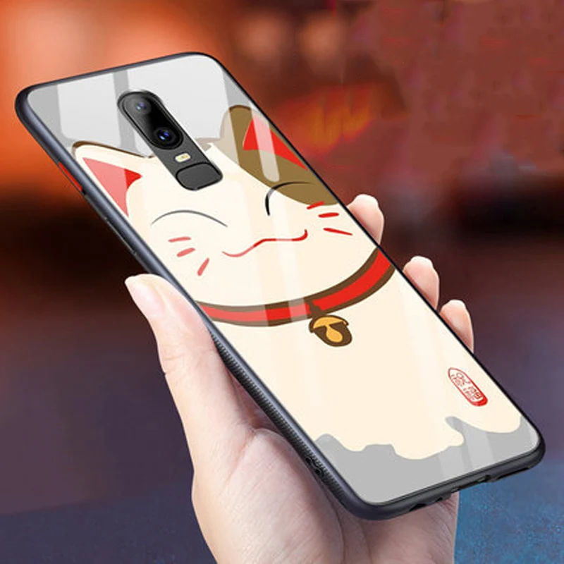 Жесткий чехол из закаленного стекла для Oneplus 6, чехлы с мультяшным влюбленным, чехол One plus 6, чехол Oneplus6 1+ 6, Защитные Чехлы A6000 Fundas