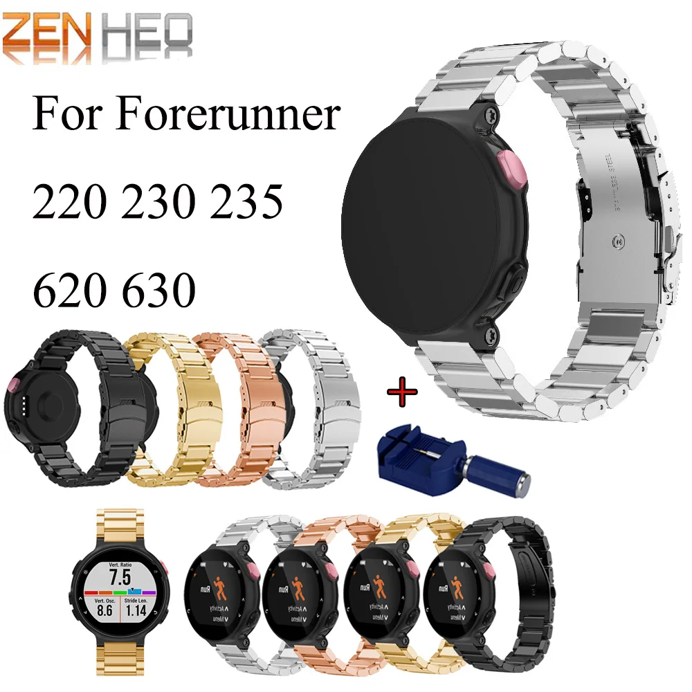 Нержавеющая сталь ремешок для наручных часов для Garmin Forerunner 220 230 235 630 620 735XT ремень классические умные часы-браслет с регулировкой инструмента