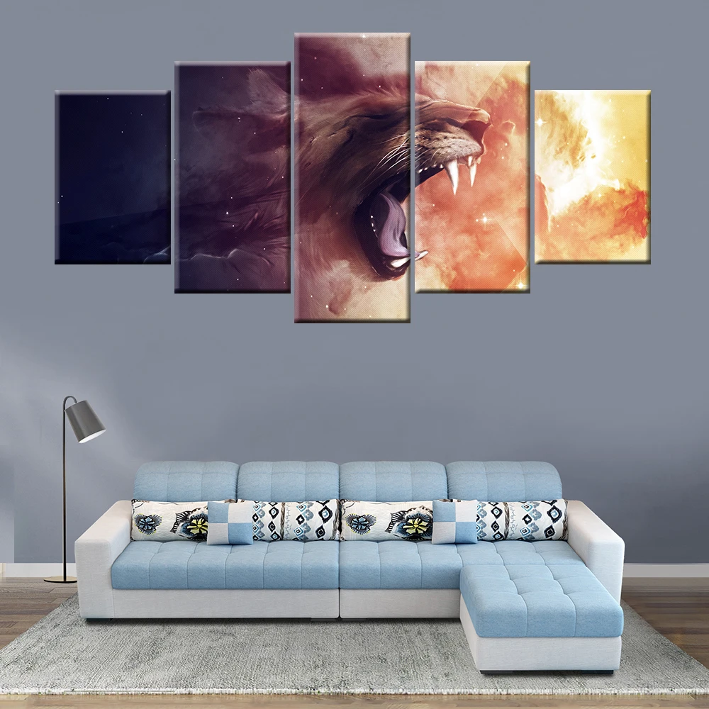 5 panel abstract flame cello music modular picture canvas artist residential decorative wall | Дом и сад