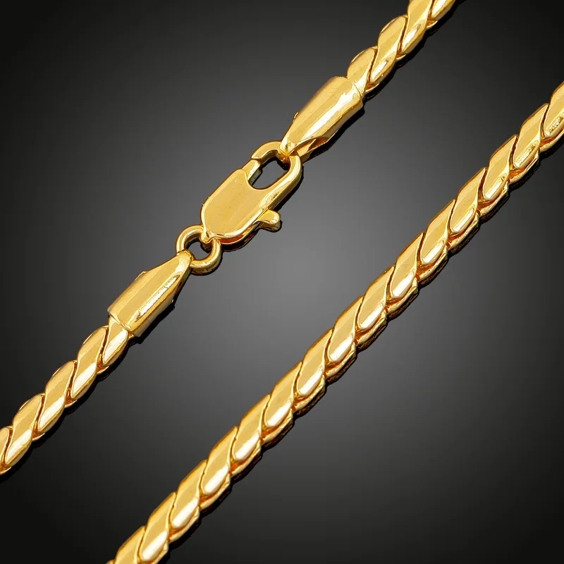 Тонкое ожерелье с костями желтое золото цепочка для женщин и мужчин 20 дюймов |