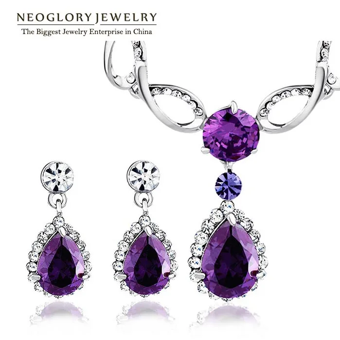 Neoglory aaa циркон Auden стразы очаровательные ювелирные наборы с ожерельем и серьгами