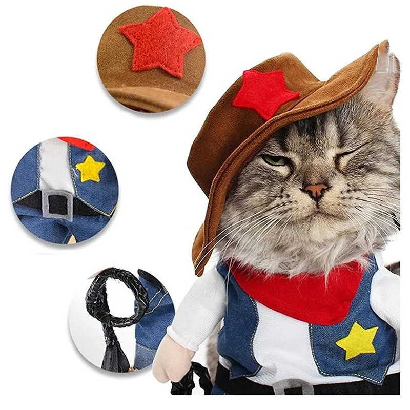 Костюм униформа для собак и кошек на Хэллоуин костюм в Западном ковбойском стиле