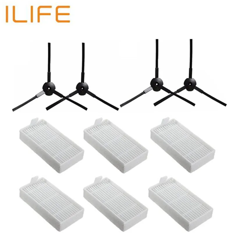 Ilife аксессуары для Chuwi ilife V3s V5 V5s V5s pro V50 робот-пылесос Запчасти набор Hepa фильтр* 6+ боковая щетка* 4 10 шт./лот