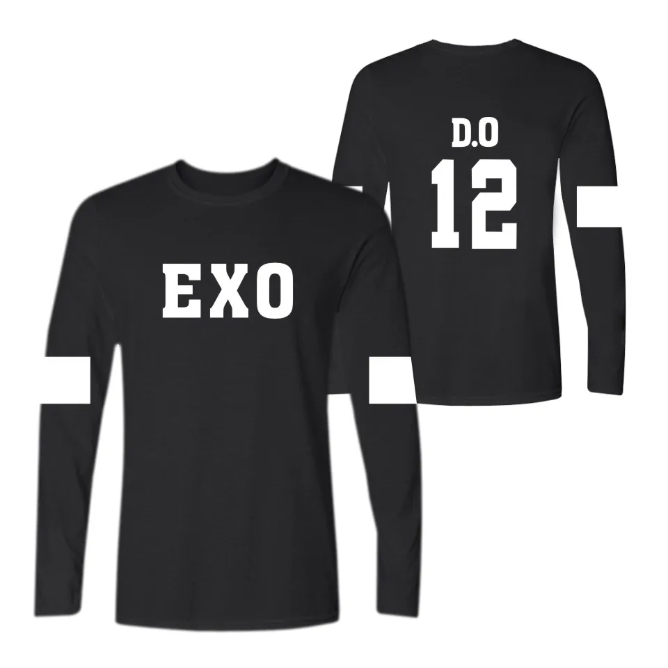 Kpop D.O CHEN TAO KAI Забавные футболки с длинным рукавом осенняя хлопковая Футболка EXO