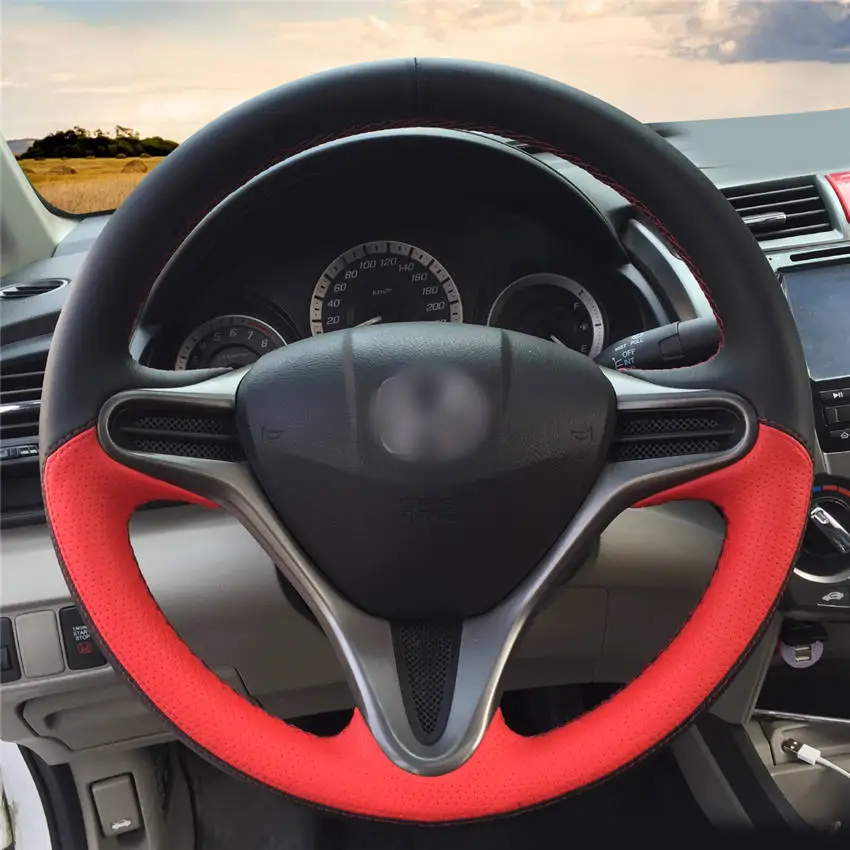 MEWANT черный из натуральной кожи ручной работы чехол рулевого колеса автомобиля для Honda Fit 2009-2013 City 2009-2013 Jazz 2009-2013 Insight 2010 - Название цвета: Style-03