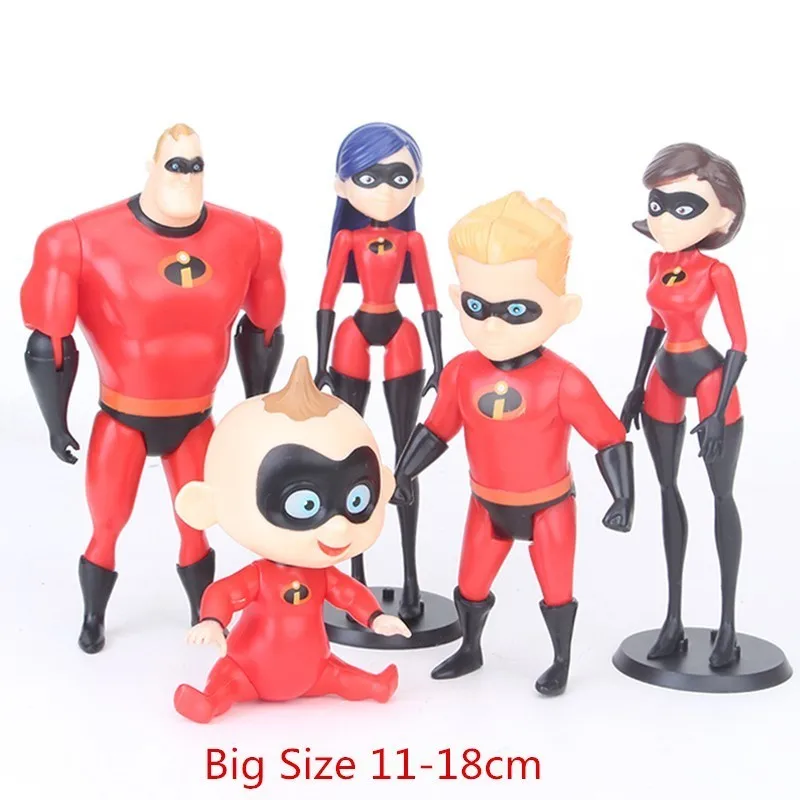 5 шт./компл. Суперсемейка 2 Супермен Дэш Парр Джек Парр Elastigirl ПВХ фигурка модель игрушки 6,5-10 см для детского подарка - Цвет: E