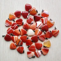 wholesale 36pcslot fashion high quality red stripe onyx heart shape charms pendants for jewelry making 20mm free shipping