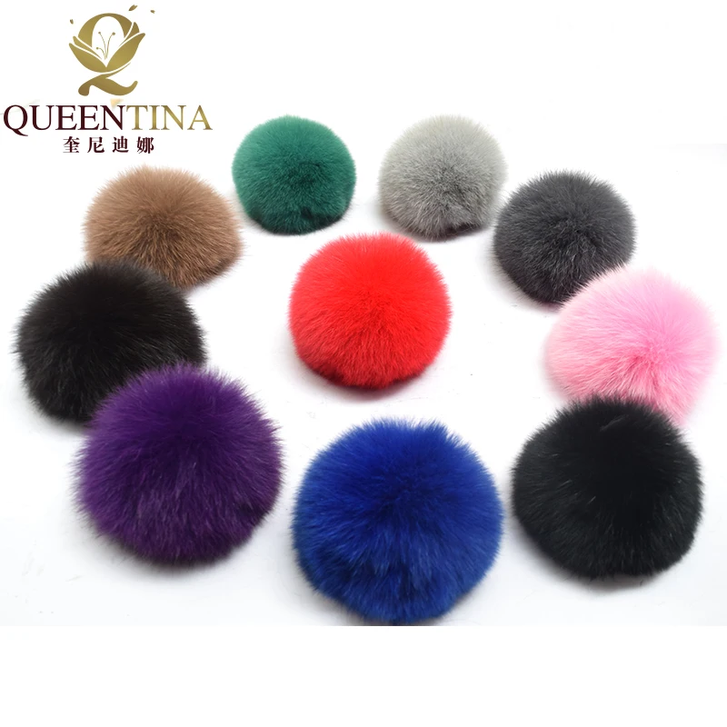 Настоящий помпон из лисьего меха шары помпоны натурального для шапок и большая