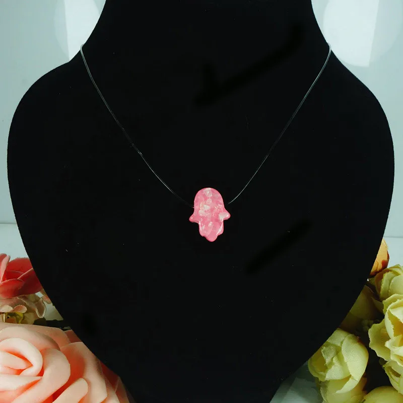 XL010-Pink Прозрачное ожерелье-чокер для женщин Fatima Mano De Bijoux ручная подвеска индивидуальное модное ожерелье s регулируемое ювелирное изделие 18 цветов - Окраска металла: XL010-Pink