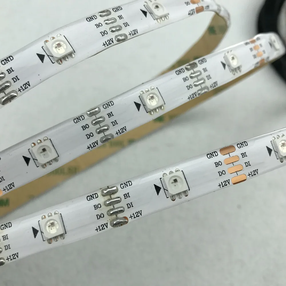 30 светодиодный s/m 5 м WS2815 DC12V прибор приемно-полноцветный RGB 5050 светодиодный полосы; водонепроницаемый в силиконовое покрытие; IP65; белый печатных плат