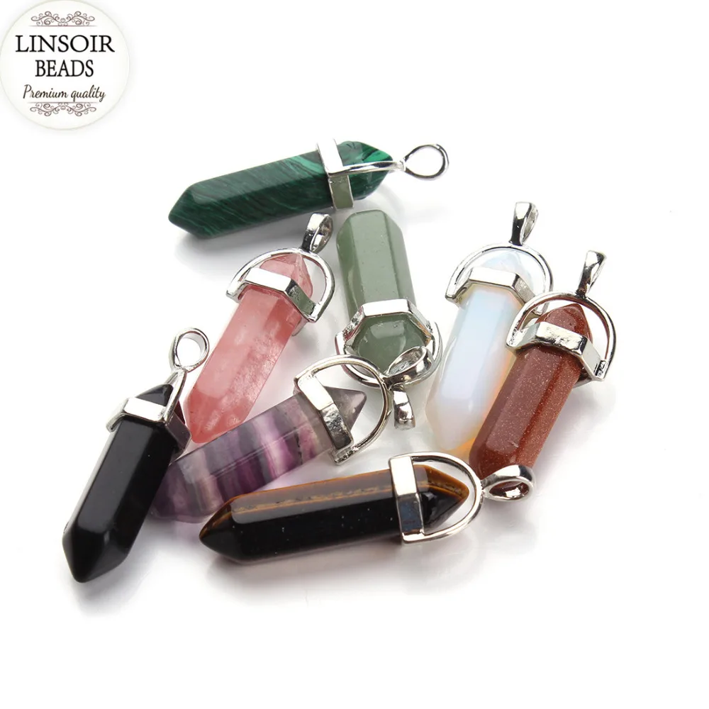 5 шт. оптовая продажа кварцевое ожерелье подвески из натурального камня пуля