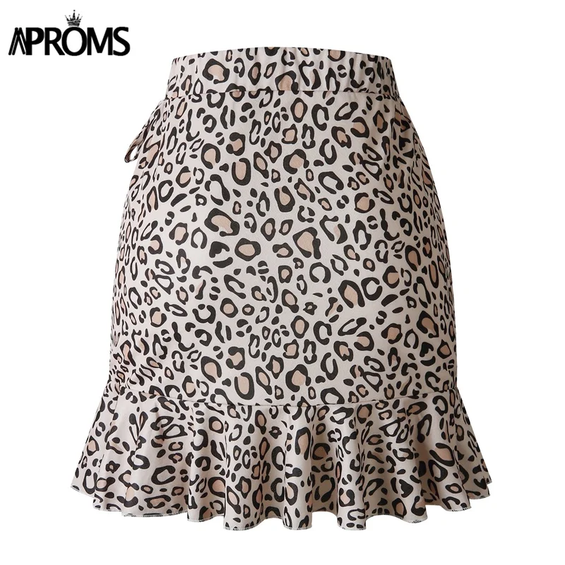 Aproms мульти точка печати Короткие мини-юбки женские летние рюшами Высокая талия с бантом галстук юбка дамы уличная тонкий низ Saias