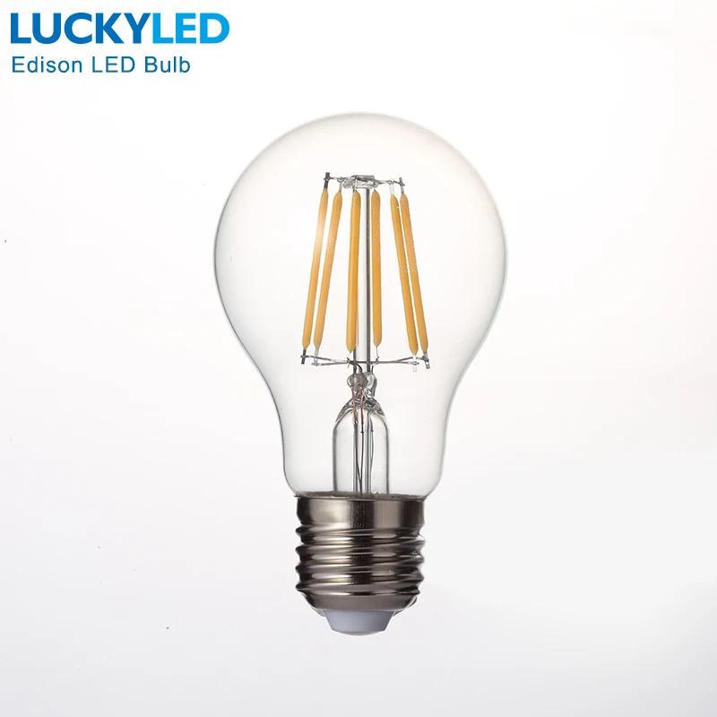 LUCKYLED Retro LED Filament Light Lamp E27 4W 6W 8W A60 Vintage Edison Led bulb 220V Clear Glass Shell Led Light Bulb