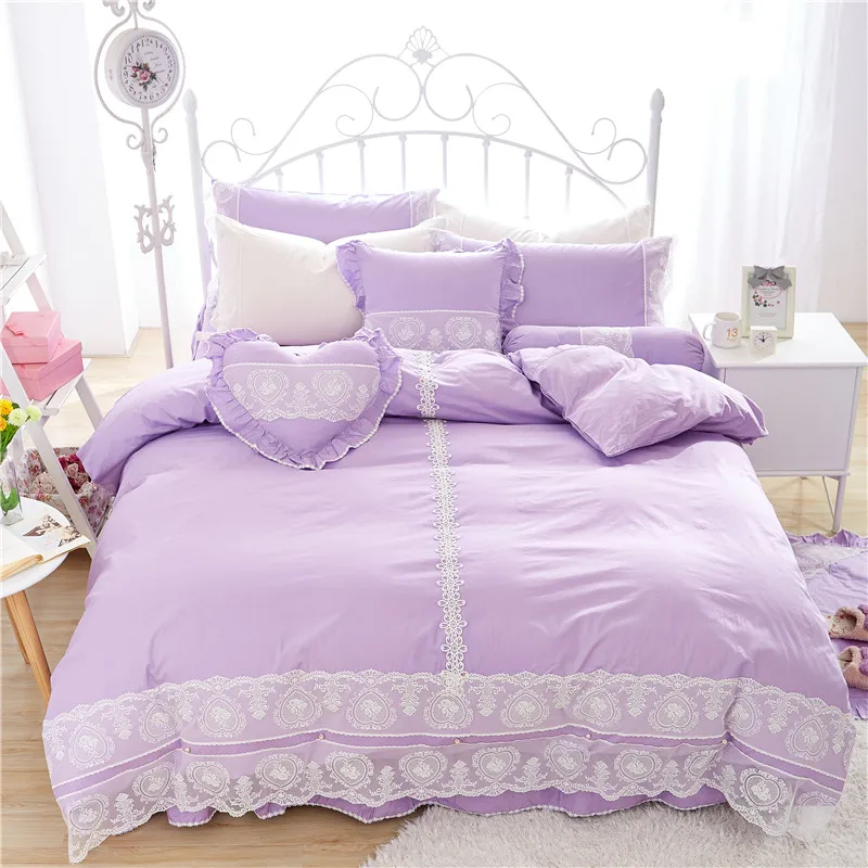 Комплект постельного белья из 100% хлопка с кружевом в стиле принцессы весеннее