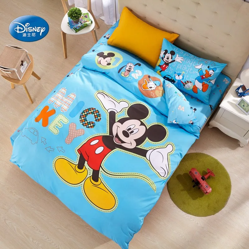

Disney Cartoon Mickey Minnie Mouse Duvet Cover Fitted Sheet Pillowcases 100% Cotton 3/4 Pieces Girls Boys Bedroom Decor Bedlinen