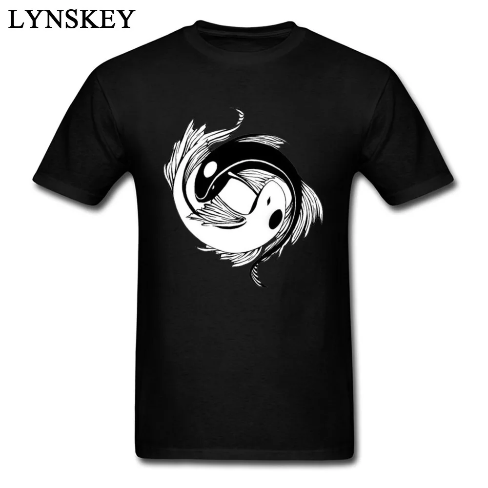 Мужские футболки с татуировками Tai Chi Ying Yang Fish Классическая Летняя футболка из 100%